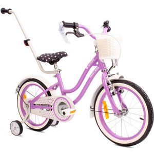 Mädchenfahrrad 16 Zoll Glocke Zusatzräder Schubstange Heart Bike violett Mädchenfahrrad 16 Zoll Glocke Zusatzräder Schubstange Heart Bike violett