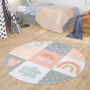 TT Home Teppich Kinderzimmer Kinderteppich Spielmatte Babymatte Modern Jungs Mädchen Größe 120 cm Rund