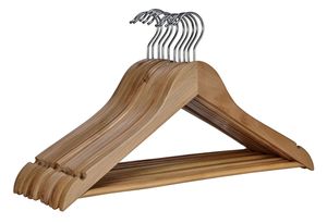Holz Kleiderbügel mit Hosenstange - 50 Stück / natur - Garderoben Holzbügel