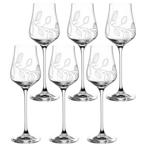 LEONARDO Boccio Grappaglas Set 6-teilig - Schnapsglas für Grappa aus Kristallglas - Mit floraler Gravur - Inhalt 210 ml - Spülmaschinengeeignet - 6er Set Grappa Gläser mit bauchiger Form, 066437