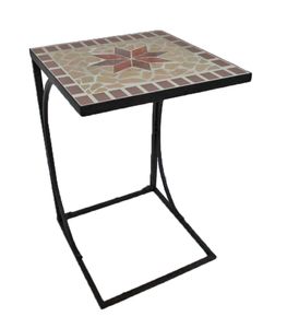 Garden Pleasure Beistelltisch AMARILLO 35x35cm Metall mit Mosaik-Tischplatte - eleganter Bestelltisch mit Mosaik