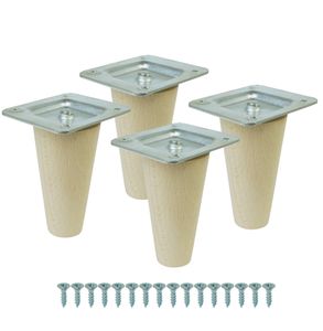 Holzfüße gerade Höhe 8 cm Buche Holzmöbelfüße Tischbeine Möbelbeine Holz Möbelfüße Schrank Beine Kegel 4 Stück