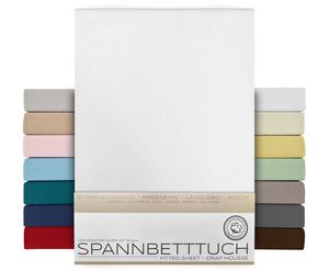 BEAUTEX Spannbetttuch Standard - 180x200x30 cm Weiß, Bettlaken aus gekämmter Baumwolle, Premium Jersey 160g/m²