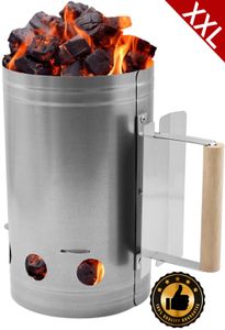 XXL Kohleanzünder - BBQ Starter für Holzkohle und Briketts - 27 x 16 cm - Brennstarter, Grillkohleanzünder, Brennsäule, Grillkamin - Hitzebeständiger