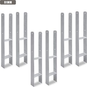 Pfostenträger, 6X H-Pfostenträger 91 x 600mm, H-Form Pfostenschuh Pfostenanker