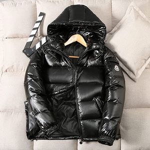 ASKSA Pánské prošívané vycpané lesklé tlusté bundy Kabát Pánská ultralehká bunda se stojáčkem, černá, M