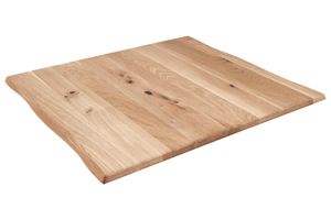 Tischplatte Baumkante Wildeiche 90 x 90 cm SESSA