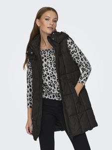 Lange Steppweste Wattierte Puffer Coat Weste mit Kapuze | L