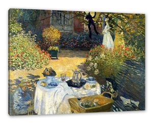Claude Monet - Die Mittagsmahlzeit  - Leinwandbild / Größe: 120x80 cm / Wandbild / Kunstdruck / fertig bespannt