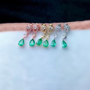 grüne natürliche Smaragd-Edelsteinohrringe für Frauen mit Silberschmuck