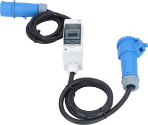Zásuvka CEE, digitální elektroměr, měřič spotřeby, měřič spotřeby elektřiny, měřič spotřeby energie, digitální měřič LCD