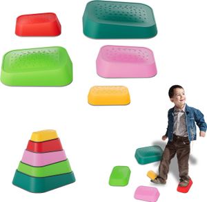JOIEYOU 5 Stück Balanciersteine für Kinder Stapelsteine Balanciersteine Abenteuer Flusssteine Balancieren zur Förderung von Balance Motorik bis 80 kg für Schulen, Kitas & Therapiezentren