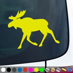 PantherPixel Elch Aufkleber Rentier Schweden Wohnmobil Camping Sticker Auto Geschenkidee Farbe Neon-Gelb