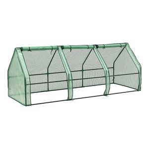 Mini skleník Höflein 240x90x90cm Fóliový skleník pro venkovní použití Skleník se zipem a 3 okny Mřížková fólie Zelená barva