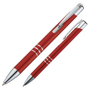 10 Kugelschreiber aus Metall / Farbe: rot