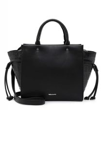 Tamaris Damen Shopper Handtasche seitliche Erweiterung Logo Relief Juliane 31901, Farbe:Schwarz