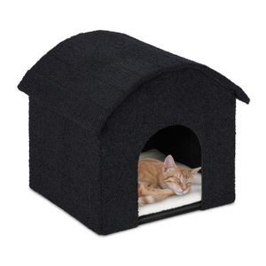 relaxdays Schwarze Katzenhöhle mit Kratzfläche