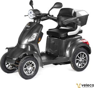 Veleco Faster - 4-Rad Seniorenmobil - 1000W - Fertig montiert - Abschließbare Stauräume - Alarm - Elektromobil - Mobilitätsroller (Grau)