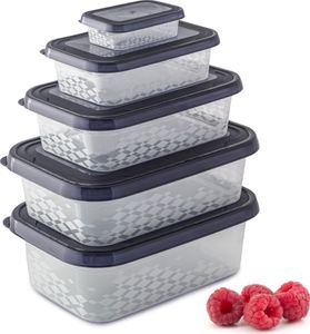 Zestaw Pojemników Plastikowych Do Żywności 5 Szt. Pojemniki Antracyt Zestaw Pojemników Plastikowych Do Żywności 5 Szt. Pojemniki Antracyt