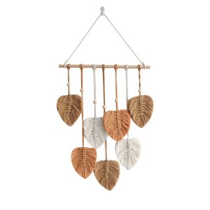 Makramee Wandbehang Handgemacht Wohnungs Dekorationen Boho Makramee Wandteppich Gewebte Wandbehang Blatt Feder Wanddeko, braun, 80 cm, 40 cm, Baumwollfaden