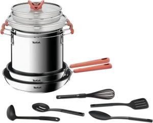 Tefal G721SD74 13 -Stück Küchenbatterie, Induktion, Edelstahl + Nicht -Stick, Herd, Topf, Opti'space Tefal G721SD74 13 -Stück Küchenbatterie, Induktion, Edelstahl + Nicht -Stick, Herd, Topf, Opti'space