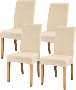 balení 4 elastických potahů na židle, snímatelný potah na židli, výška od 45 do 60 cm, šířka/hloubka od 40 do 50 cm - CHAIRGLAM Beige