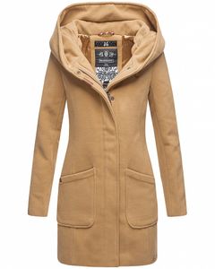 Marikoo Damen Trenchcoat  Herbst Winter Jacke Kurz Mantel Parka Outdoor Kapuze Maikoo Camel Gr: 38 - M