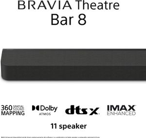 Sony HT-A8000, 11.0 kanály/kanálov, 495 W, DTS, DTS 96/24, DTS-ES, DTS-HD HR, DTS-HD Master Audio, DTS:X, Dolby Atmos, Dolby Digital, Dolby..., 495 W, 2,2 cm, Čierna