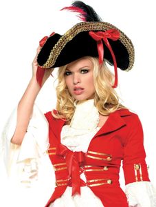 Pirate Hat, Größen:O/S, Farbe:black & red