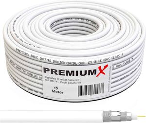 PremiumX 15m BASIC Koaxialkabel 135dB 4-fach CCS Kupfer-Stahl Satelliten Koaxkabel Antennenkabel RG6 Digital SAT TV Kabel PremiumX 15m BASIC Koaxialkabel 135dB 4-fach CCS Kupfer-Stahl Satelliten Koaxkabel Antennenkabel RG6 Digital SAT TV Kabel