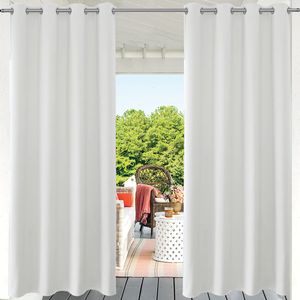 6 kusů venkovní záclony altán balkon neprůhledné záclony zatemňovací záclony s očky, záclona vodotěsná odolná proti plísním UV ochrana (132*213cm, bílá)