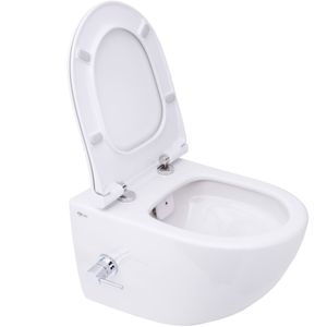 SAT Aquacare Flush 2.0 mit Bidetfunktion und VitrA integrierter Thermostatarmatur (rechts) und SoftClose TakeOff WC-Sitz, weiß