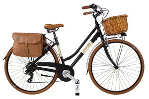 Dolce Vita by Canellini bicykel mestský bicykel žena hliník s košíkom a bočnou taškou - Čierna 46