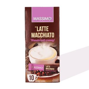 MASSIMO Latte Macchiato 10 Sticks á 12,5 g, löslicher Bohnenkaffee mit Kakao- und Magermilchpulver, Instant-Latte, Instantkaffee