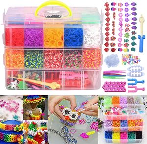Loom Bänder Kit, Loom Bands, Gummibänder Anhänger Clips mit Webrahmen und Haken Rainbow Loombänder für armbänder