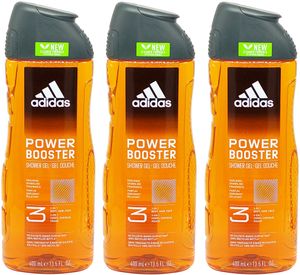3x adidas Duschgel POWER BOOSTER 400ml 3-in-1 Shower Gel vegan ohne Sulfate