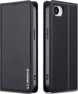 Handyhülle für iPhone 16e, Magnetische Flip Leder Hülle mit Kartenfach und Standfunktion Schwarz