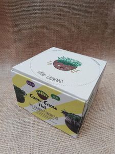 Grow-Grow Nut, Starterpaket, 1x Kokosnuss-Schale + 3xSaatgut (Brokkoli, Radieschen & Rucola) + 3x Kokoserde-Ziegel