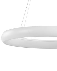 BELIANI LED Hängelampe Weiß Stahl u. Acryl ø 60 cm Rund Ringform mit Langem Kabel Modern für Flur Küche Esstisch Wohnküche Hohe Decken Innenräume