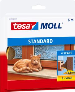 tesamoll Fensterdichtung selbstklebend (1 x 6 m) - I-Profil: 9 mm x 4 mm - braun