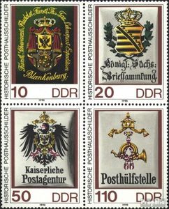 Briefmarken DDR 1990 Mi 3306-3309 Viererblock (kompl.Ausgabe) postfrisch Posthausschilder