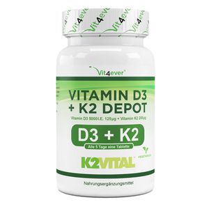 Vitamin D3 5.000 I.E. + Vitamin K2 200 mcg - 180 Tabletten