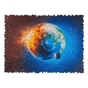 Unidragon Holzpuzzle - Puzzle mit einzigartiger Form, tollen Farben, präzisen Puzzleteilen - Tolles Geschenk für Erwachsene & Kinder, Jungen, Mädchen - Space Planet Earth,  (43 x 30 cm), 500 pieces, King Size