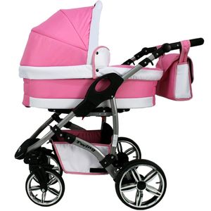 Kinderwagen Set in 50 Farben Babyschale Buggy Isofix Twing by Lux4Kids Pink White  034 3in1 mit Babyschale