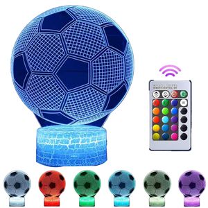 Fussball Geschenke,3D Nachtlicht Optische Täuschungs Deko lampe mit 16 Farben Ändern und Fernbedienung Fußball Geburtstag Weihnachtsidee für Jungen