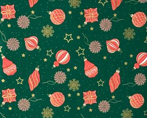 Geschenkpapier mit Weihnachtskugeln 70cm x 2m Rolle Grün / Rot / Gold