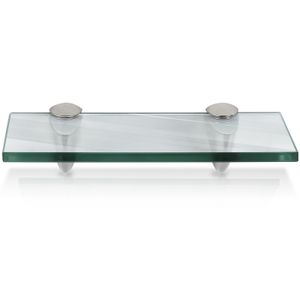 Yakimz Glasregal 20x10x0,8 cm mit Halterung Glasboden Wandregal Badregal Ablage Regal Hängeregal Klarglas