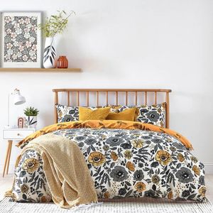 Furn - Mohnblume - Bettwäsche-Set "Scandi" RV2584 (Einzelbett) (Senfgelb)