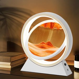 Sandbilder zum Drehen, 3D Bewegliche Sandkunst mit LED-Licht, 360° drehbare Sanduhr-Dekoration, 10 Zoll, Weißer Rahmen, Orange Sandbilder zum Drehen, 3D Bewegliche Sandkunst mit LED-Licht, 360° drehbare Sanduhr-Dekoration, 10 Zoll, Weißer Rahmen, Orange