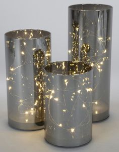 LED-Windlichter 3er-Set aus Glas Weihnachtsdeko Tischdeko Dekolicht Lichterkette
